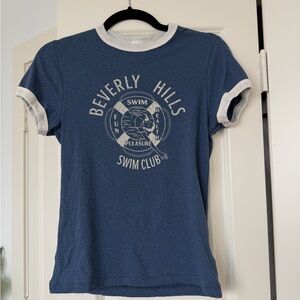 Re/Done Blue and White Beverly Hills Swim Club Tee